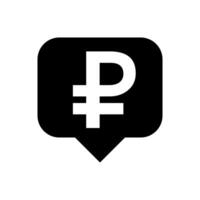 ruble currency symbol in speech bubble square black for icon isolated on white, russia ruble money for app symbol, simple flat russian ruble money, currency digital ruble coin for financial concept vector