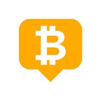 bitcoin currency symbol in speech bubble square orange for icon, cryptocurrency bitcoin money for app symbol, simple flat bitcoin money, currency digital bitcoin symbol fora a financial concept vector