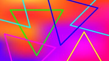 colorful light beam with triangle line shape for background, night light effect with colorful background, geometric triangle LED light be bright, neon light beam triangle shape for wallpaper graphic vector