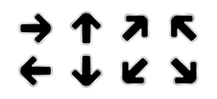 arrow pointing black color isolated on white, clip art arrow icon set for direction pointing, modern arrow symbol for pointing indicates, illustrations arrow buttons vector