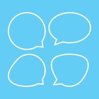 speech balloon ellipse isolated on light blue, speech bubble art line sign of communication symbol, white speech bubble for talk text, balloon message icon, dialog chatting graphic for icon talk vector