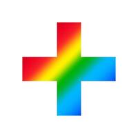 plus sign isolated on white background, clip art addition or plus rainbow colorful, illustration flat lay of math symbol, icon to add for logo and app design vector