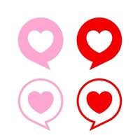 heart in speech talk icon for isolated, speech bubble chat and heart shape for love talk concept, heart label talk for message symbol, pink red speech bubble and heart line of element valentine card vector