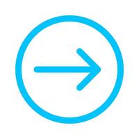 arrow line pointing right in circle blue isolated on white, arrow in circular strokes for direction right, arrows button simple graphic, line arrow symbol in circle for ui app, arrowhead pointer right vector