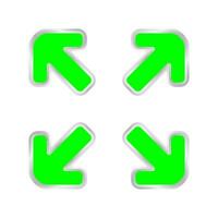 fluorescent green expand arrow isolated on white, arrows pointing out in a square shape, expand arrow icon for resizes, drag arrow for all direction app, arrows pointer cursor of mouse expanding icon vector
