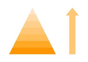 piramid graph triangle shape orange and arrow direction up, template chart bar piramid isolated on white background, infographic piramid graph for business flow chart, triangle graph for presentation vector