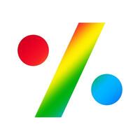 percent symbol alphabet rainbow colors isolated on white, colorful logotype font of percent icon, percent alphabet shape sign for typography graphic design, logo simple percent rainbow colors vector