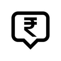 rupee currency symbol in speech bubble square black for icon isolated on white, rupee money for app symbol, simple flat rupee money, currency rupee for icon financial concepts vector