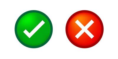 checkmark and x or confirm and deny circle icon button 3d for apps and websites symbol, icon checkmark choice, checkbox button for choose, circle answer box for checklist, approval check sign button vector