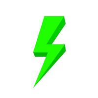 green thunder icon isolated on white background, thunder storm symbol green flat lay, clip art thunder, 3d thunder green for logo vector