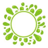 lemon green juice drop splash shape and circle for copy space, water blob green apple flat icon isolated on white, green tea water splash expose, aloe juice drop for banner vector