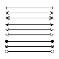 arrow in horizontal line set isolated on white, arrow line for indicate the dimension of drawing, horizontal arrow different, arrowhead black on a line horizontal for dimension scale, clip art arrows vector