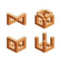 wooden cubes isometric for children learning, tower wood cubes sample different, 3d cubes wood for logic counting of preschool children, block wooden square for a mathematical game kid vector