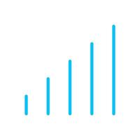 blue line graph symbol for icon, simple line bar chart, icon signal for data ux ui website or mobile application, signal graph for different bar levels, graph line for element signal network vector