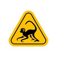 monkey warning sign, caution monkey sign yellow, monkey hazard symbol, triangle monkey warning sign vector