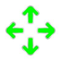 green expand arrow isolated on white, arrows pointing out in a square shape, expand arrow icon for resizes, drag arrow for all direction app, arrows pointer cursor of mouse expanding icon vector