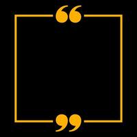 banner frame with quotation mark comma sign for background, copy space, quote square bubble icon, quote frame template orange on black vector
