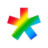 star asterisk symbol alphabet rainbow isolated on white, colorful logotype font of asterisk digital icon, asterisk alphabet shape sign for typography graphic design, logo simple aster rainbow colors vector