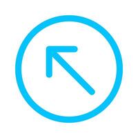 arrow line pointing left up in circle blue isolated on white, arrow in circular strokes for direction left up, arrows button simple, arrow symbol circle line for ui app, arrowhead pointer up vector
