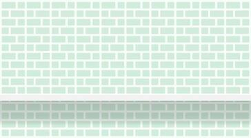 green soft brick wall pattern with shelf for background, modern pastel green wall brick pattern for decoration architecture, brick tile wall and plank shelf, brick tiled grid of toilet wall vector