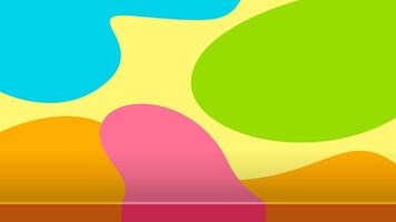 background blob shape colorful with display shelf for products presentation, wall blob shape pattern and table shelves shelf for cosmetics ad pastel soft, table plank with pastel color blob shape vector