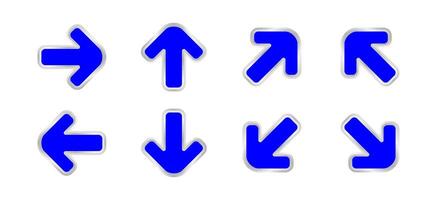 arrow pointing blue color isolated on white, clip art arrow icon set for direction pointing, modern arrow blue symbol for pointing indicates, illustrations arrow button blue vector