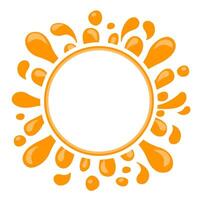 orange water drop juice splash, blob orange flat and white circle for copy space, pineapple juice splash flow, orange juice drop splatter simple for package design, water orange drop symbol for banner vector
