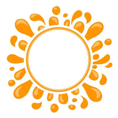 orange water drop juice splash, blob orange flat and white circle for copy space, pineapple juice splash flow, orange juice drop splatter simple for package design, water orange drop symbol for banner
