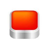 button square shape red 3d for buttons games play isolated on white, red modern buttons 3d simple and convex, square button red flat style icon sign for applications, buttons square for website app vector