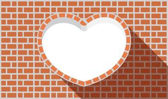 wall red brick pastel color with heart shapes frame for background, heart frame with brick concrete on wall red brown brick backdrop, frame pattern brick heart shaped box for copy space valentines ad vector