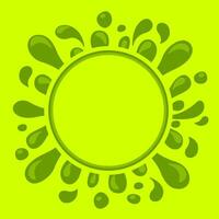 lemon green juice drop splash shape and circle for copy space, water blob green apple flat icon isolated on green, green tea water splash expose, aloe juice drop for banner, lime juice splatter vector