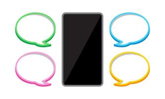 smartphone and speech bubble, chat concept, dialog box for copy space message, smartphone with bubbles speech for messaging dialog, chatting with chat bot robot on cellphone, messaging bubbles vector