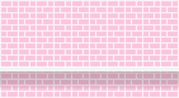 pink soft brick wall pattern with shelf for background, modern pastel pink wall brick pattern for decoration architecture, brick tile wall and plank shelf, brick tiled grid of toilet wall