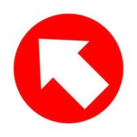 arrow pointing left up in circle red for icon flat isolated on white, circle with arrow for button interface app, arrow sign of next or download upload concept, arrow simple symbol for direction vector