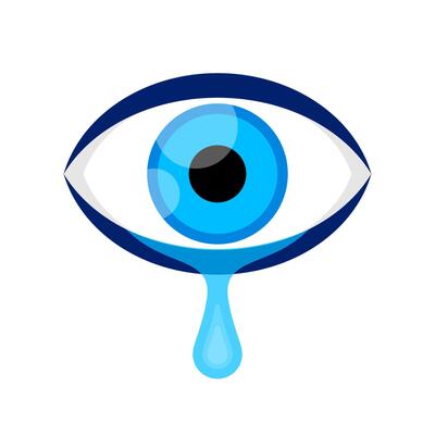 eyes blue and tears cry graphic, eyes look simple shape, eyeball and teardrop sign for vision sight and optical care concept, eyes and tear drops clip art, illustration crying eyes