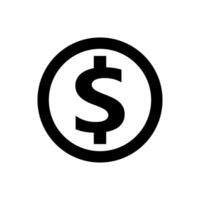 dollar currency icon, coin dollar money black white for icon, dollar money symbol in circle coin shape, flat icon currency coin for button info graphics simple vector