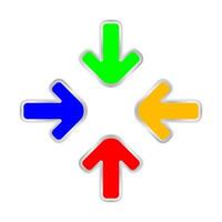 colorful expand arrow icon, arrows pointing zoom in, expand arrow icon for resizes, drag arrow for all direction app, arrows pointer cursor of mouse symbol, expanding icon interface vector