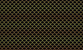 mermaid golden pattern, fish scale pattern golden art line on black background, mermaid tail pattern golden line art for decoration vector