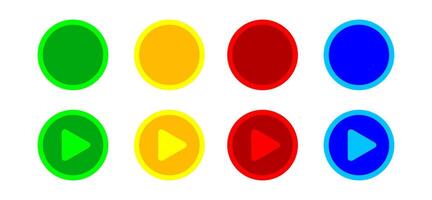 button circle flat simple shape for buttons games play isolated on white, colorful modern buttons simple 2d, sphere button flat style icon sign for application play, buttons play for website and app vector