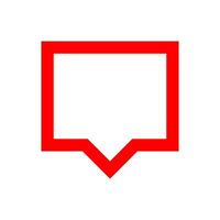 red speech bubble sign isolated on white, bubble speak icon trendy flat design, simple square dialog message for icon, speech bubble square red for button, text box for comment symbol vector