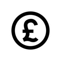pound currency coin black for icon isolated on white, pound money for app symbol, simple flat pound money, currency digital pound coin for financial concept vector
