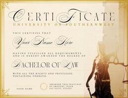 Elegant Certificate Classic for University Bachelor Degree template