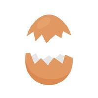 opened egg with broken shell isolated on white, chicken eggs brown broken and open, clip art cracked oval egg, eggshell fragile broken cartoons for easter and agriculture idea vector