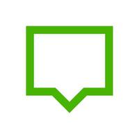 green speech bubble sign isolated on white, bubble speak icon trendy flat design, simple square dialog message for icon, speech bubble square green for button, text box for comment symbol vector