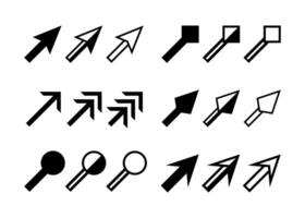 cursor icon arrow set isolated on white, black arrow symbol for pointer sign, collection arrow symbol for element design, cursor arrow icons black color vector
