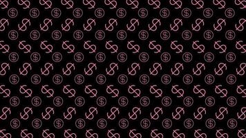 Dollar money sign pink pattern, black background, USD dollar currency symbol for wallpaper, dollar pattern for fabric print vector