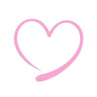 heart shape doodle pink line isolated on white, frame heart shape art line sketch brush for valentine, heart shape sign with hand drawn for element wedding icon love card, draw line heart shape simple vector
