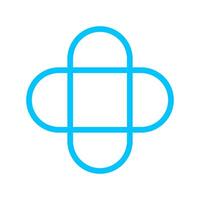 plus sign stroke line blue color for button, cross sign rounded corner simple, icon plus sign with square shape, blue plus cross button flat, icon square plus shape and corner curve outline stroke vector