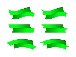 ribbon bow green stripe shape isolated on white, ribbon tag set for element graphic design, ribbon line green for label copy space text, border tape curl ribbon green shaped, label tape green vector