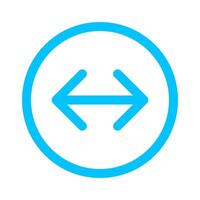 arrow line pointing left and right in circle blue isolated on white, arrow in circular strokes for direction, arrows button simple, line arrow symbol in circle for ui app, arrowhead pointer left right vector
